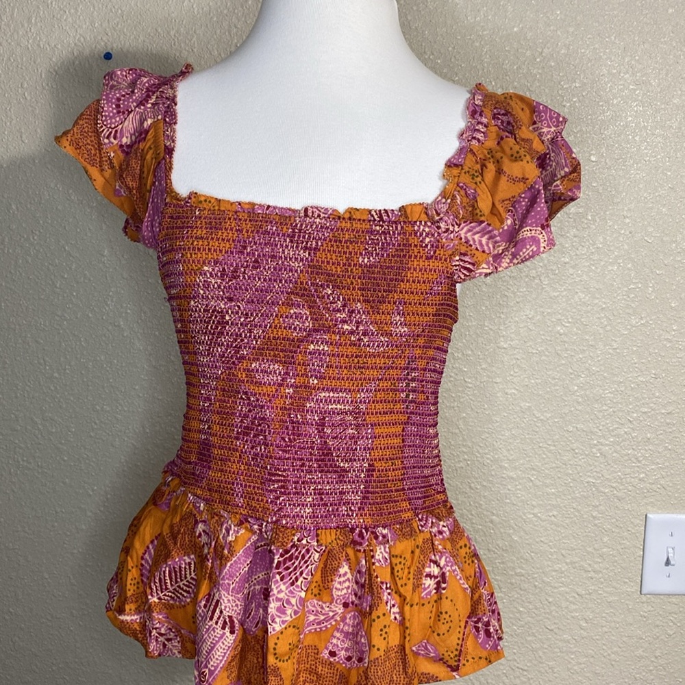 House of Harlow 1960 Orange and Purple Blouse